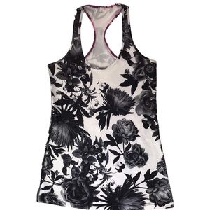 Lululemon Athletica Black and White Floral Tank Top
